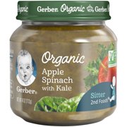 (Pack of 10) Gerber 2nd Foods Organic Apple Spinach Kale Baby Food, 4 oz Jars