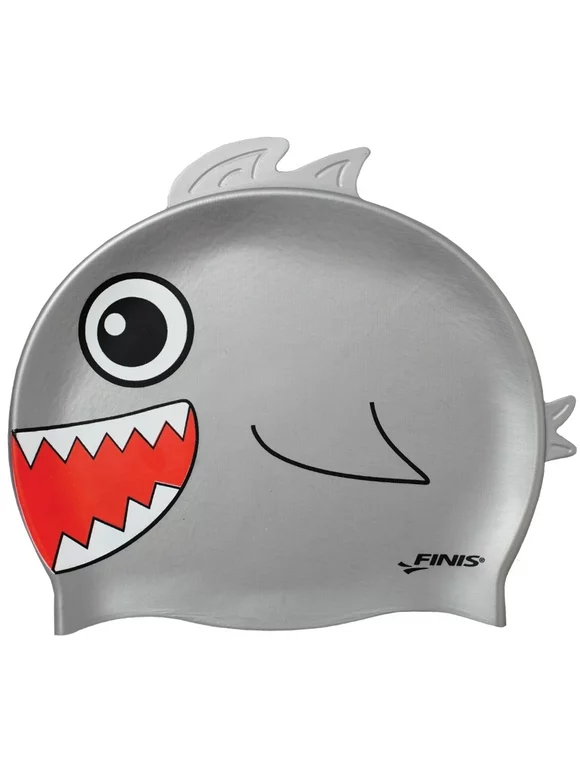 FINIS Animal Heads Kids Swim Cap In Shark, One Size
