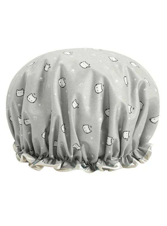 Egmy Printing Color Waterproof Shower Cap Bathing Cap Double Layered Shower Hat