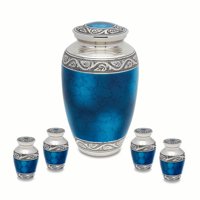 Urnsdirect2u Mediterranean Mystic Blue Adult Urn with four tokens
