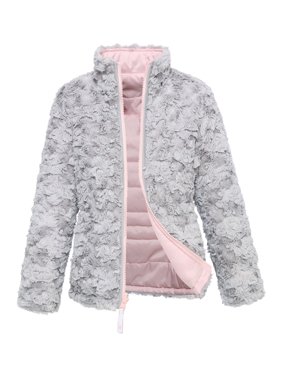 Rokka&Rolla Girls' Reversible Teddy Sherpa Fleece Zip-Up Puffer Jacket sizes 4-18