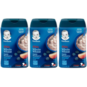 (3 Pack) GERBER Lil' Bits Whole Wheat Apple Blueberry Baby Cereal, 8 oz