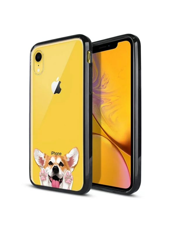 FINCIBO TPU Bumper Clear Hard Back Cover for Apple iPhone XR 6.1", Red Pembroke Welsh Corgi Dog