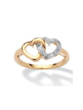 Diamond Accent Interlocking Heart Promise Ring in 18k Gold over Sterling Silver