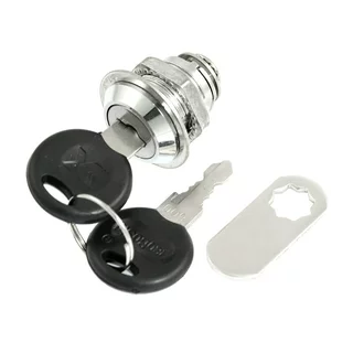 Silver Tone Metal Security Cabinet Door Keyed Alike Cam Lock w Black Keys