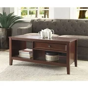 Linon Wander Coffee Table with Drawer, Cherry Finish