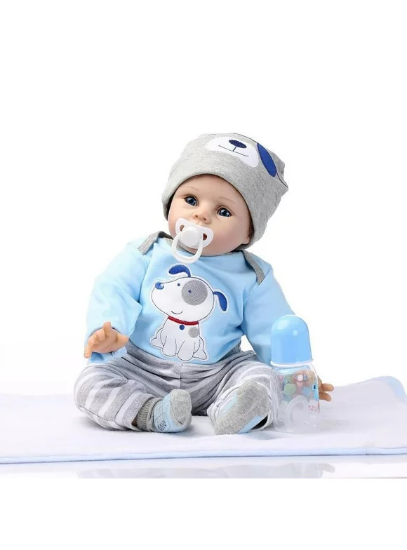 UBesGoo Boy Doll Baby Lifelike 22" Handmade Newborn Reborn Vinyl Clothes Silicone Blue