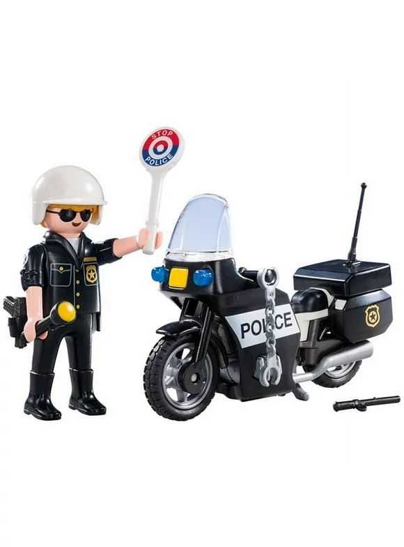 PLAYMOBIL City Action Police Carry Motorcycle Play Vehicle Playset, for children 4 years and older.