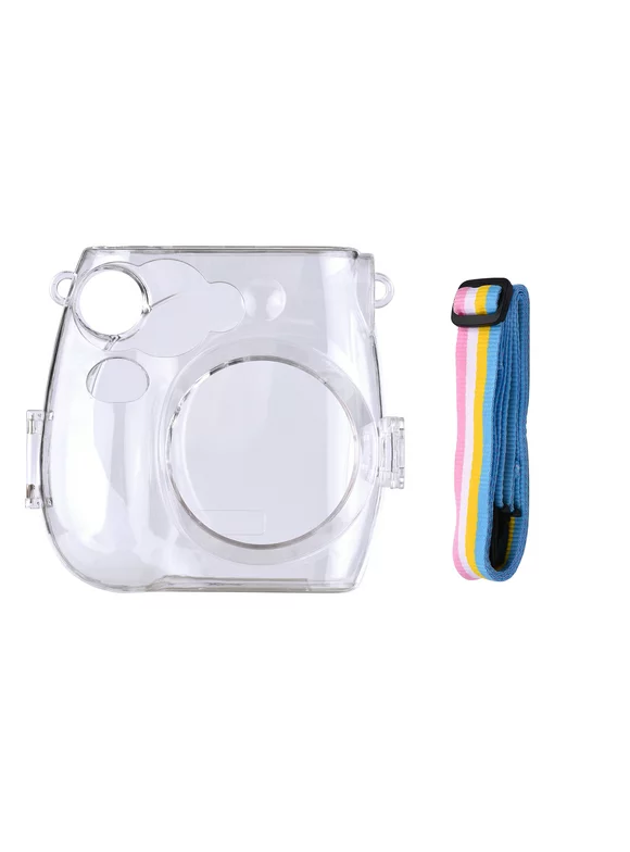 Aibecy Instant Camera Transparent Protection Case with Rainbow Lanyard Replacement for Fujifilm Instax Mini 7s/7c