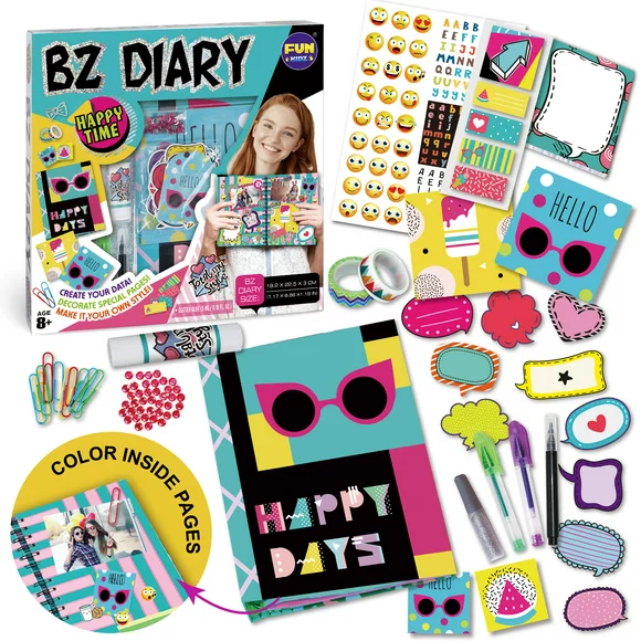 Scrapbook Kit for Girls Kids, FunKidz Scrapbook Maker Journal Kit Make Your Own Ideal Diary for Girls and Boys