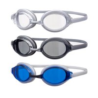 Dolfino Adult Pacesetter Swim Goggle, Silver, Smoke and Navy, 3 Pack