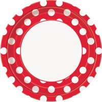 9" Polka Dot Paper Dinner Plates, Red, 8ct