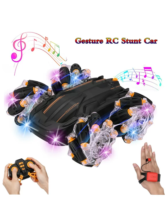 LELINTA Gesture Sensing RC Stunt Car, Remote Control Car for Kids Adults, 4WD Gesture Sensor Remote Control Crawler, 2.4 GHz 360 Rotating RC Stunt Car with Light & Music,Best Gift for Boys Girls