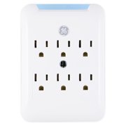 GE Pro 6-Outlet Surge Protector Power Outlet Adapter, White - 38431