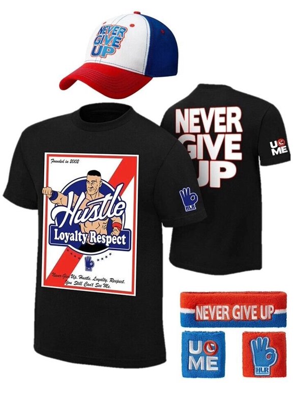 John Cena Kids Founded In 2002 WWE Costume Hat T-shirt Wristbands Boys YXL