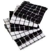 DII Black Combo Windowpane Dishcloth (Set of 6), 12x12", 100% Cotton
