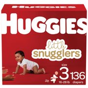 Huggies Little Snugglers Hypoallergenic and Latex-Free Diapers, Size 3, 136 Count