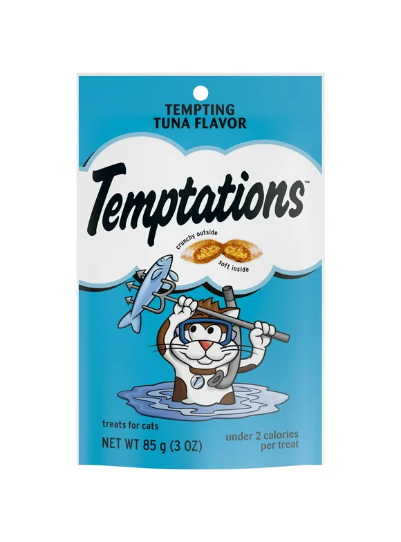 TEMPTATIONS Classic Crunchy and Soft Cat Treats Tempting Tuna Flavor, 3 oz. Pouch