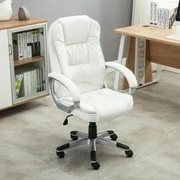 Belleze Ergonomic Office PU Leather Chair Executive Computer Hydraulic, White