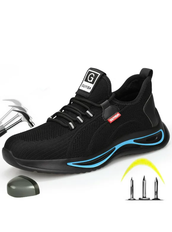 Ecetana Men's Steel Toe Shoes Slip Resistant Puncture Safety Work Sneakers