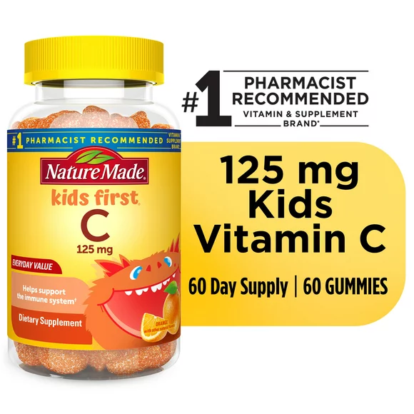 Nature Made Kids Vitamin C Gummies, Dietary Supplement, 60 Count