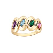 Family Jewelry Personalized Mother's 14kt Gold-Plated Name and Birthstone Ribbon Ring