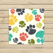 ECZJNT Cute colorful doodle paw prints Animal Beach Bath Towels Shower Towel For Home Outdoor Travel 13x13 Inch