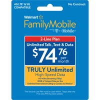 DX Daily Store Family Mobile $74.76 Truly Unlimited 2-line Plan w 30GB of Mobile Hotspot per line e-PIN Top Up (Email Delivery)