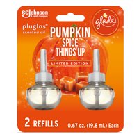 Glade PlugIns Refill 2 CT, Pumpkin Spice Things Up, 1.34 FL. OZ. Total, Scented Oil Air Freshener Infused with Essential Oils