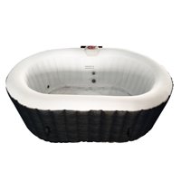 ALEKO HTIO2BKW Oval Inflatable Hot Tub Spa With Drink Tray and Cover - 2 Person - 145 Gallon - Black and White