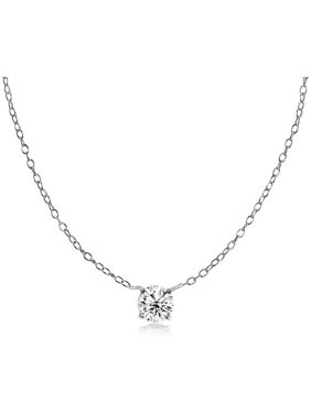 Round CZ Sterling Silver Small Dainty Choker Necklace