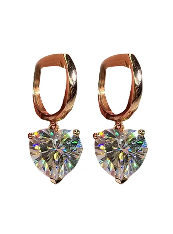 FollureFashion CZ Heart Zircon Dangle Earrings Crystal Drop Hoop Women Jewelry Gifts