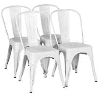 SmileMart Industrial Modern Metal Dining Chairs, Set of 4, White