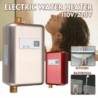 3000W Electric Water Heater Instant Tankless Water Heater 110V/220V 3.8KW Temperature display Heating Shower Universal-Red