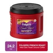 Folgers French Roast Ground Coffee, Medium-Dark Roast, 24.2-Ounce