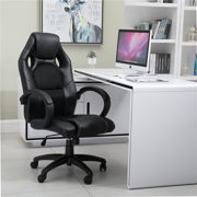 Office Desk Chairs Ergonomic Swivel Leather High Back Computer Gaming Chair Racing Style with Headrest Extra Wide Black