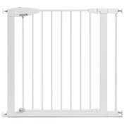 Munchkin Easy Close Pressure Mounted Baby Gate for Stairs, Hallways and Doors, Walk Through with Door, 29" Tall and 29.5" - 35" Wide, Includes (1) 2.75" Extension, Metal, White