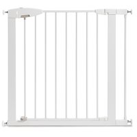 Munchkin Easy Close Pressure Mounted Baby Gate for Stairs, Hallways and Doors, Walk Through with Door, 29" Tall and 29.5" - 35" Wide, Includes (1) 2.75" Extension, Metal, White