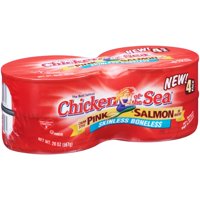 (4 Cans) Chicken of the Sea Skinless Boneless Chunk Style Pink Salmon in Water, 5 oz