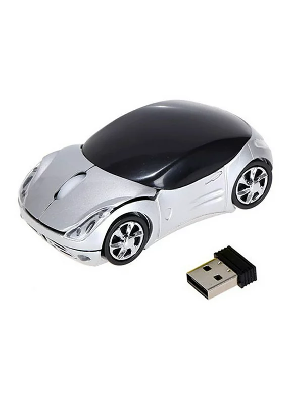 2.4G Wireless Mouse Car Mouse Cartoon Korean Sports Car Photoelectric Mouse Bubble Bag Packaging Without Battery Silver