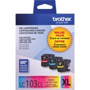 Brother Genuine High Yield Color Ink Cartridge, LC1033PKS, Replacement Color Ink Three Pack, Includes 1 Cartridge Each of Cyan, Magenta & Yellow, Page Yield Up To 600 Pages/Cartridge, LC103