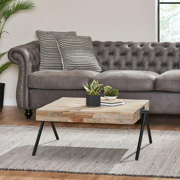 Noble House Liberty Industrial Wood and Metal Coffee Table, Gray