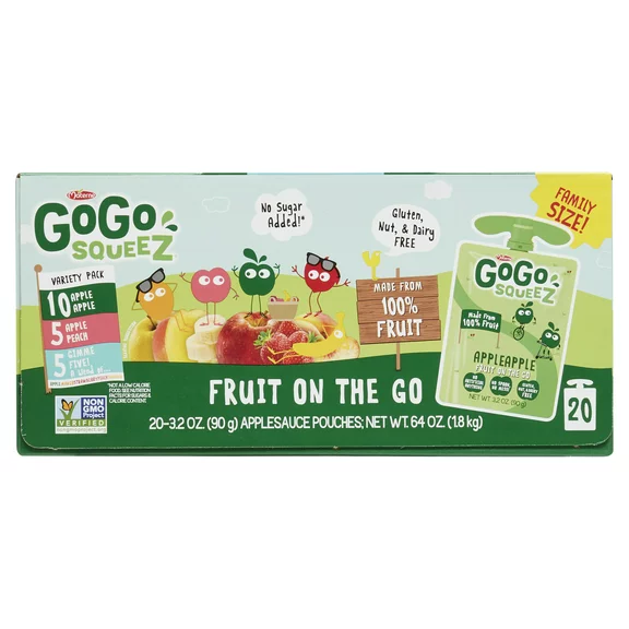 (20 Pack) GoGo Squeez Applesauce Pouch, Variety, 3.2 oz