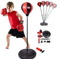 Yosoo Punching Box Set for Kids,Boxing Ball Set with Boxing Punch & Play Free-Standing Punching Bag,Punching Boxing Gloves, Hand Pump & Adjustable Height Stand for Boys&Girls