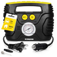 Kensun Portable Air Compressor Pump  AC/DC for Car 12V and Home 110V  Tire Inflator with Accurate Analog Pressure Gauge  for Tires, Balls and Other Inflatables
