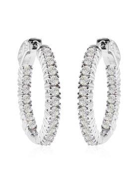 Shop LC 925 Sterling Silver Round Moissanite Inside Out Hoop Hoops Earrings Rhodium Plated Bridal Anniversary Engagement Wedding Prom Ct 1.2 Jewelry For Her