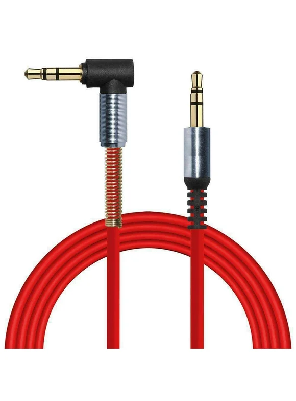 3.5mm Right Angle Stereo Auxiliary Cable 3 ft - Red