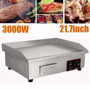 3000W Commercial Electric Countertop Griddle Flat Top Stainless Steel Adjustable Temp Control Restaurant Grill BBQ 21.7x17x7.9inch