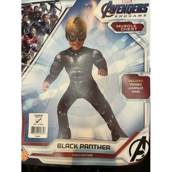 Rubies Avengers Black Panther Costume Toddler sz 2-4