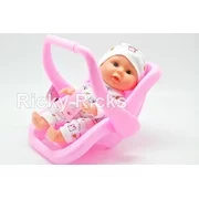 1 Small Talking Baby Doll + Carrier Car Seat Girl Pink Toy Seat Kids Toddler Cute Birthday Gift